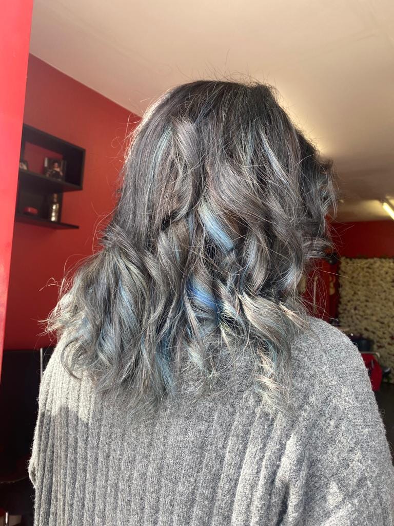Silver blue curls